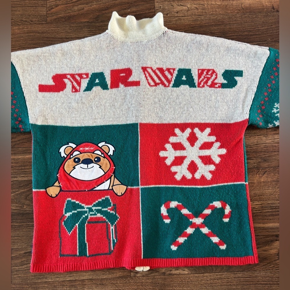 Disney Star Wars Ewok Christmas Spirit Jersey Cardigan Sweater - Picture 9 of 11